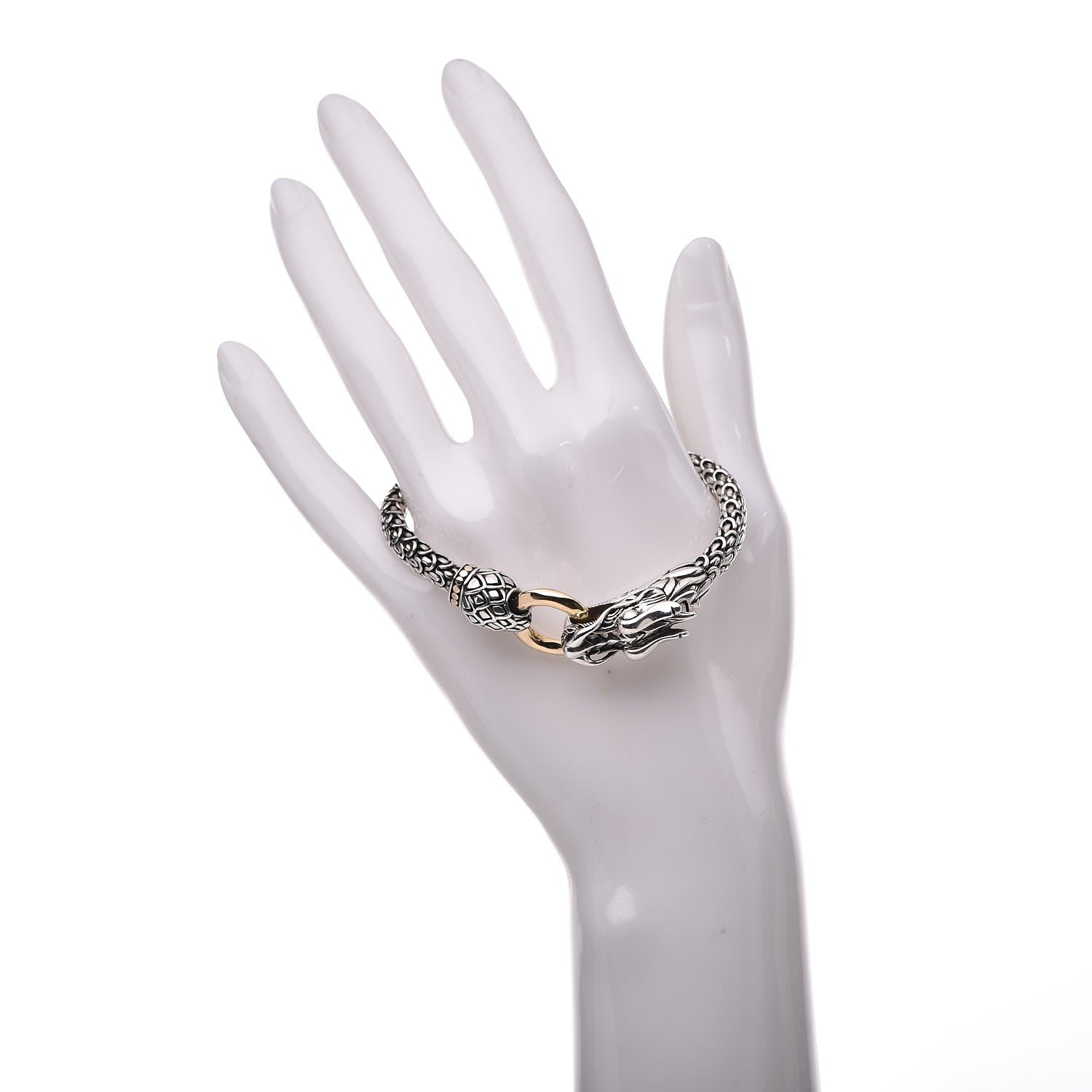 John Hardy Sterling Silver 18K Yellow Gold 6mm Naga Dragon Bracelet 2 of 7