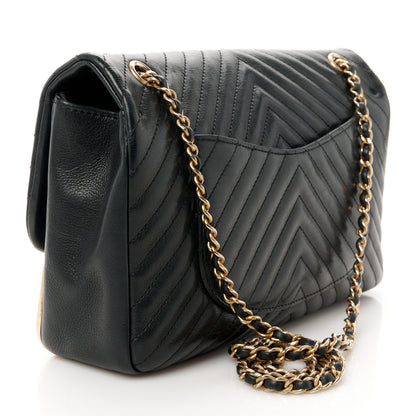 Chanel Calfskin Chevron Quilted Rock The Corner Flap Black 3 of 11