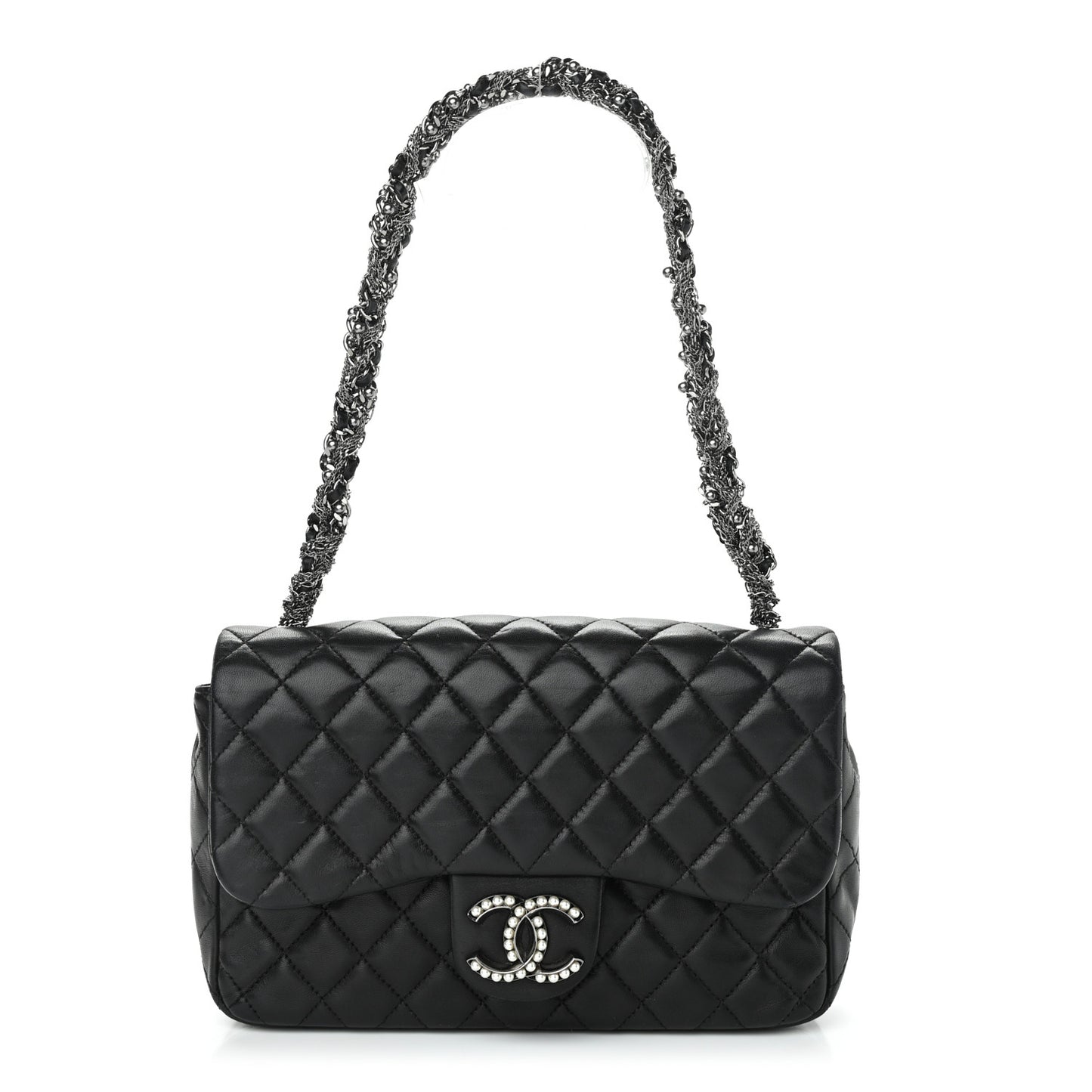 Lambskin Medium Westminster Pearl Flap Black
