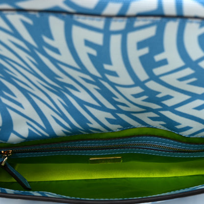 Fendi X SARAH COLEMAN Glazed Canvas Vitello King FF Vertigo Baguette 1997 Cyber Blue White 4 of 7