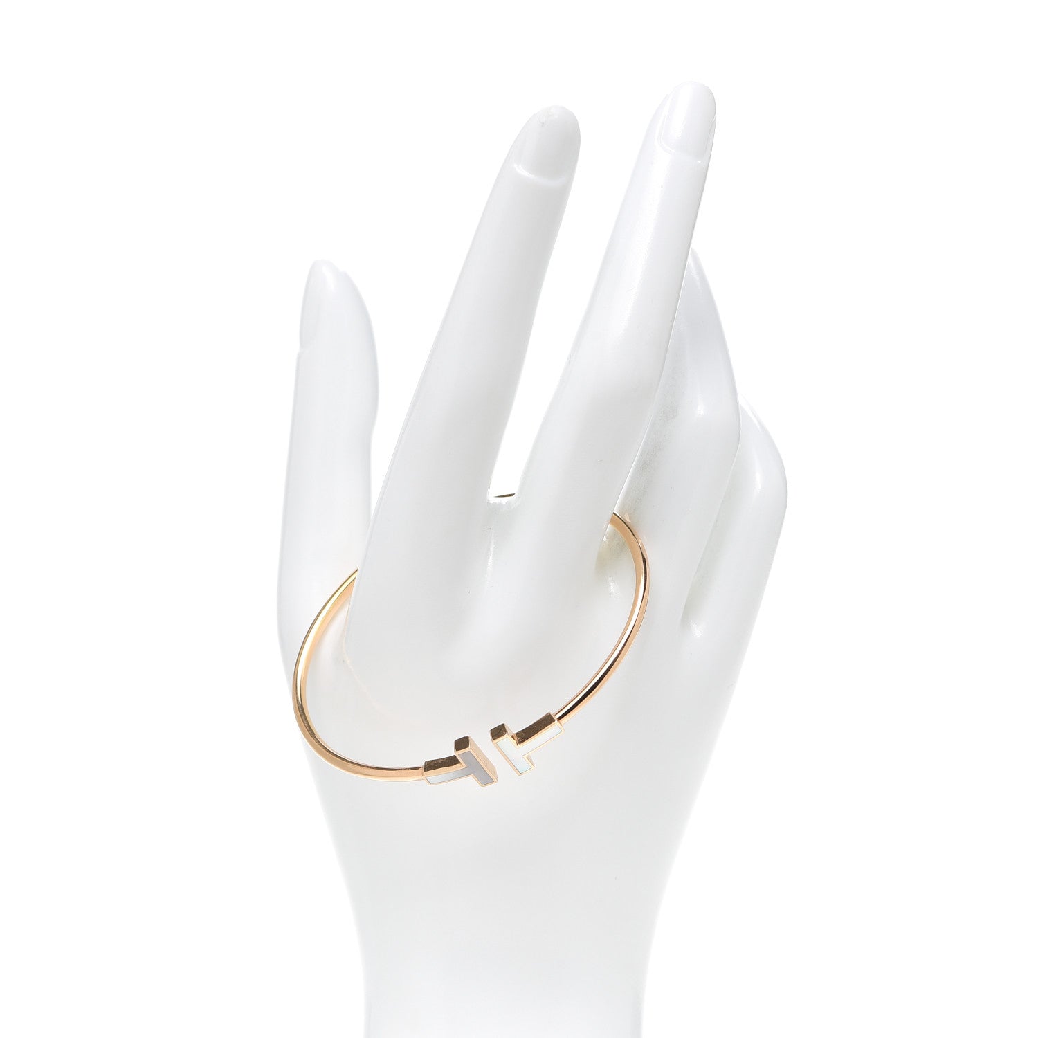 Tiffany 18K Rose Gold Mother of Pearl T Wire Bracelet 2 of 5