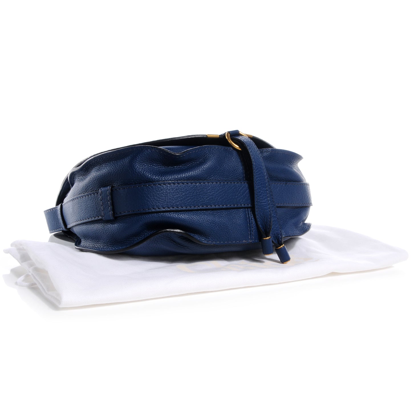 Calfskin Medium Marcie Round Crossbody Bag Royal Navy