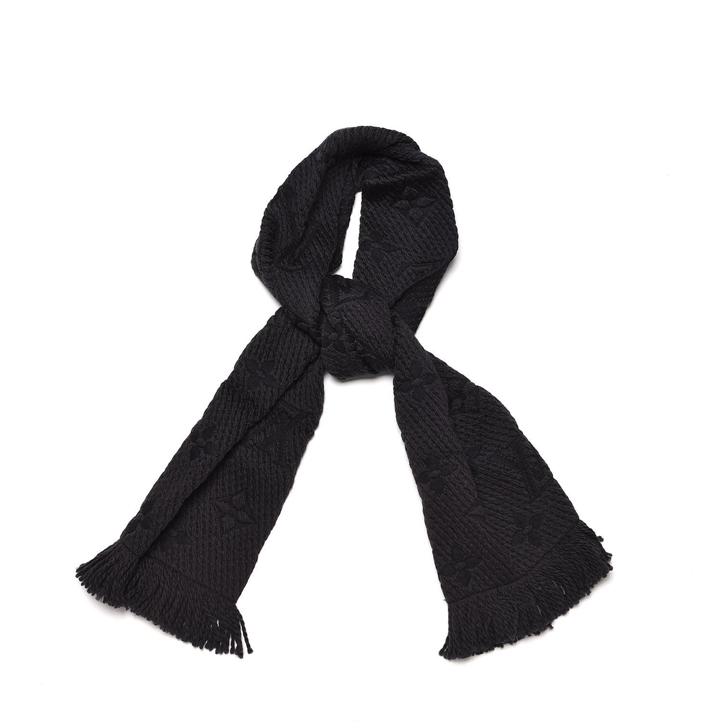 Wool Silk Logomania Scarf Black