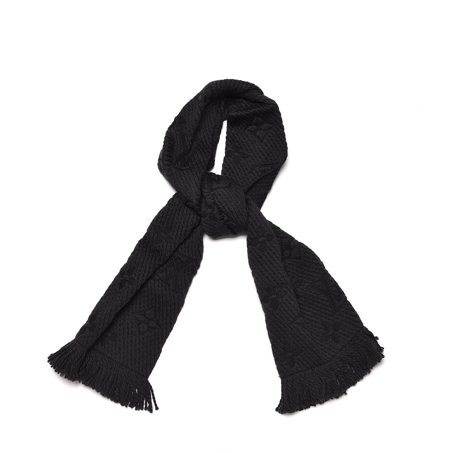 Louis Vuitton Wool Silk Logomania Scarf Black 1 of 4