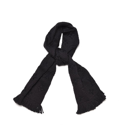Louis Vuitton Wool Silk Logomania Scarf Black 1 of 4