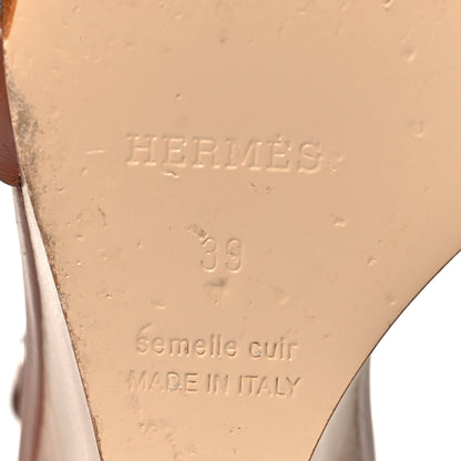 Hermes Calfskin Legend Wedge Sandals 39 Gold 7 of 10