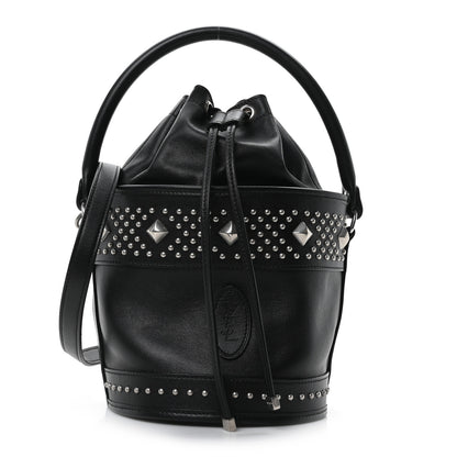 Saint Laurent Smooth Calfskin Studded Small Bahia Drawstring Bucket Bag Black 1 of 9