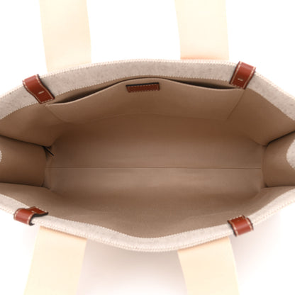 Chloe Cotton Calfskin Large Woody Ribbon Tote White Brown 5 of 10