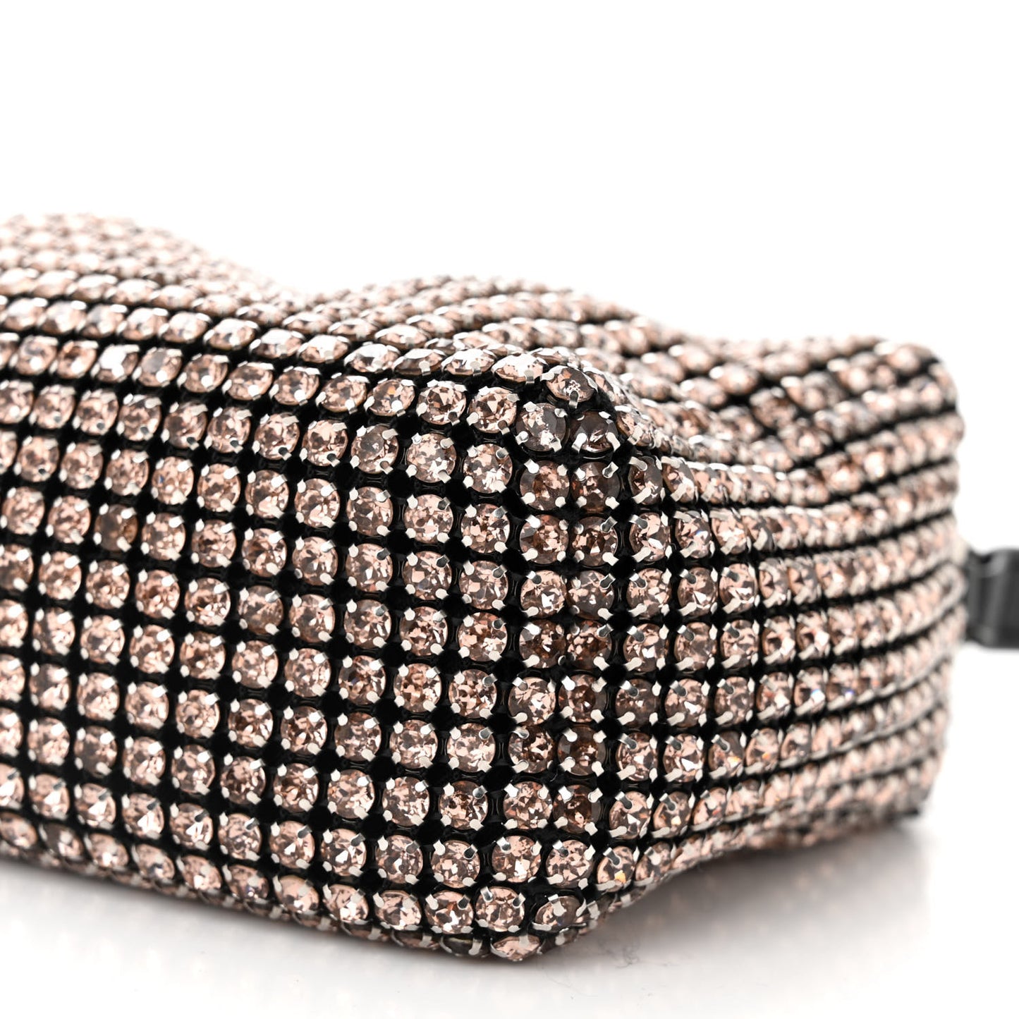 Mesh Crystal Rhinestone Mini Heiress Pouch Sandstone