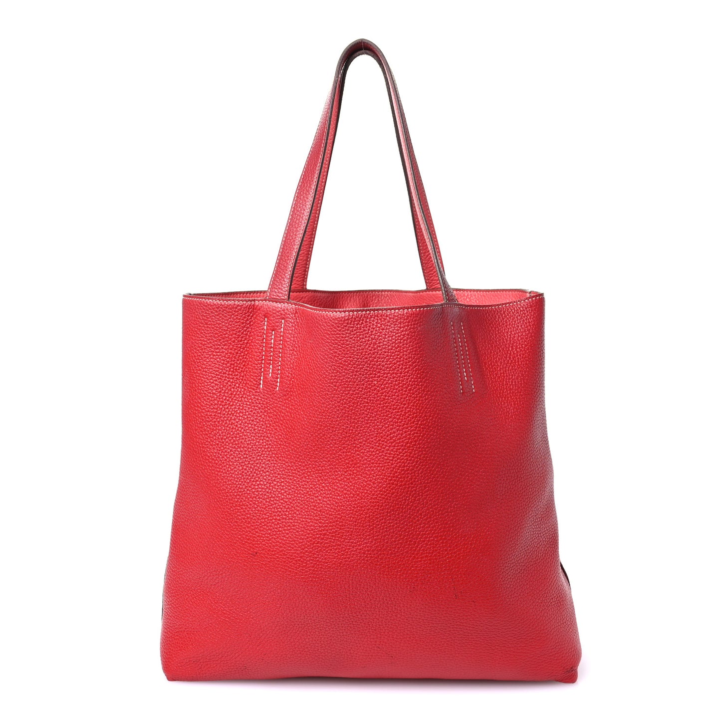 Taurillon Clemence Double Sens Reversible Tote 36 Rubis Bougainvillea