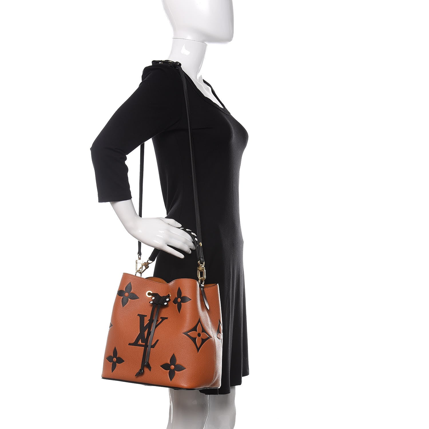 Louis Vuitton Empreinte Monogram Giant Crafty Neonoe MM Caramel Black 2 of 10