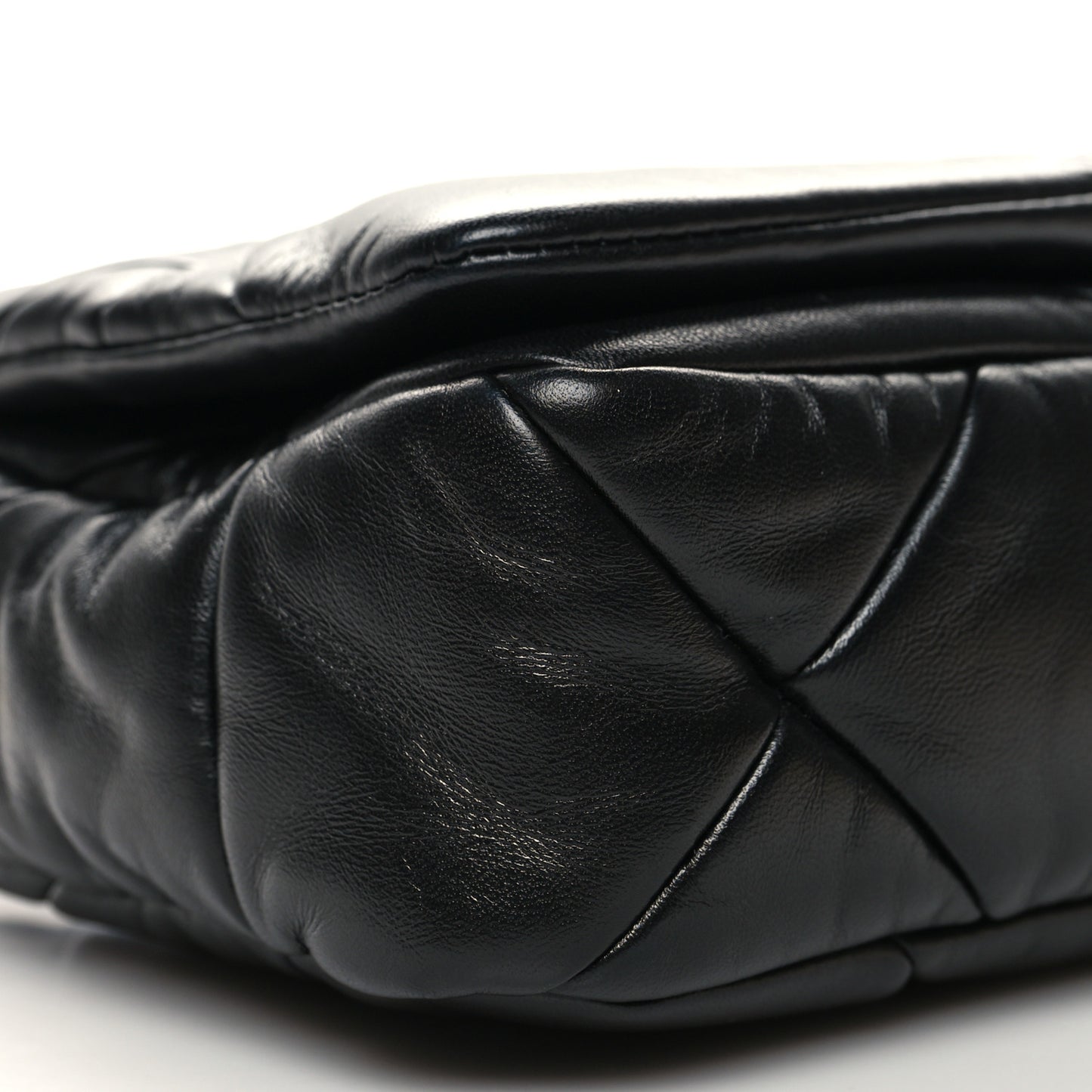Nappa Metal Quilted Small Patchwork System Flap Bag Black