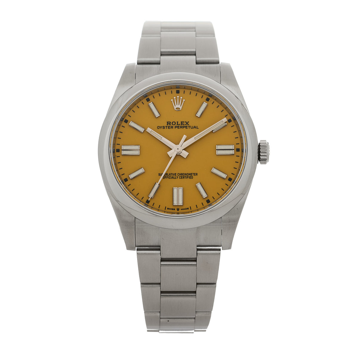 Stainless Steel 41mm Oyster Perpetual Watch Yellow 124300