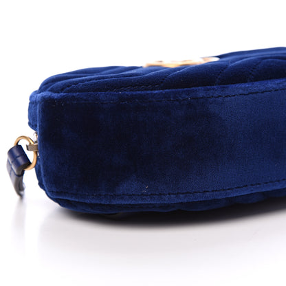 Gucci Velvet Matelasse GG Marmont Belt Bag 75 30 Cobalt Blue 8 of 10