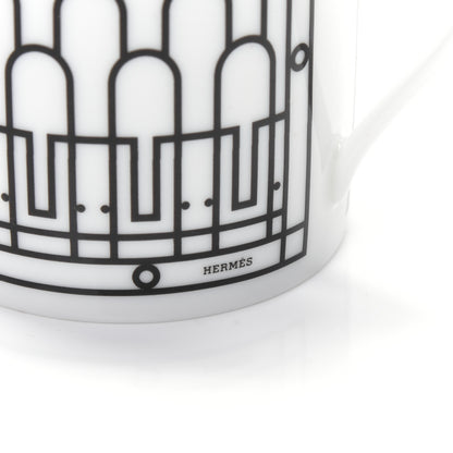 Hermes Porcelain H Deco Coffee Cup And Saucer Set Of 2 Black 5 of 9