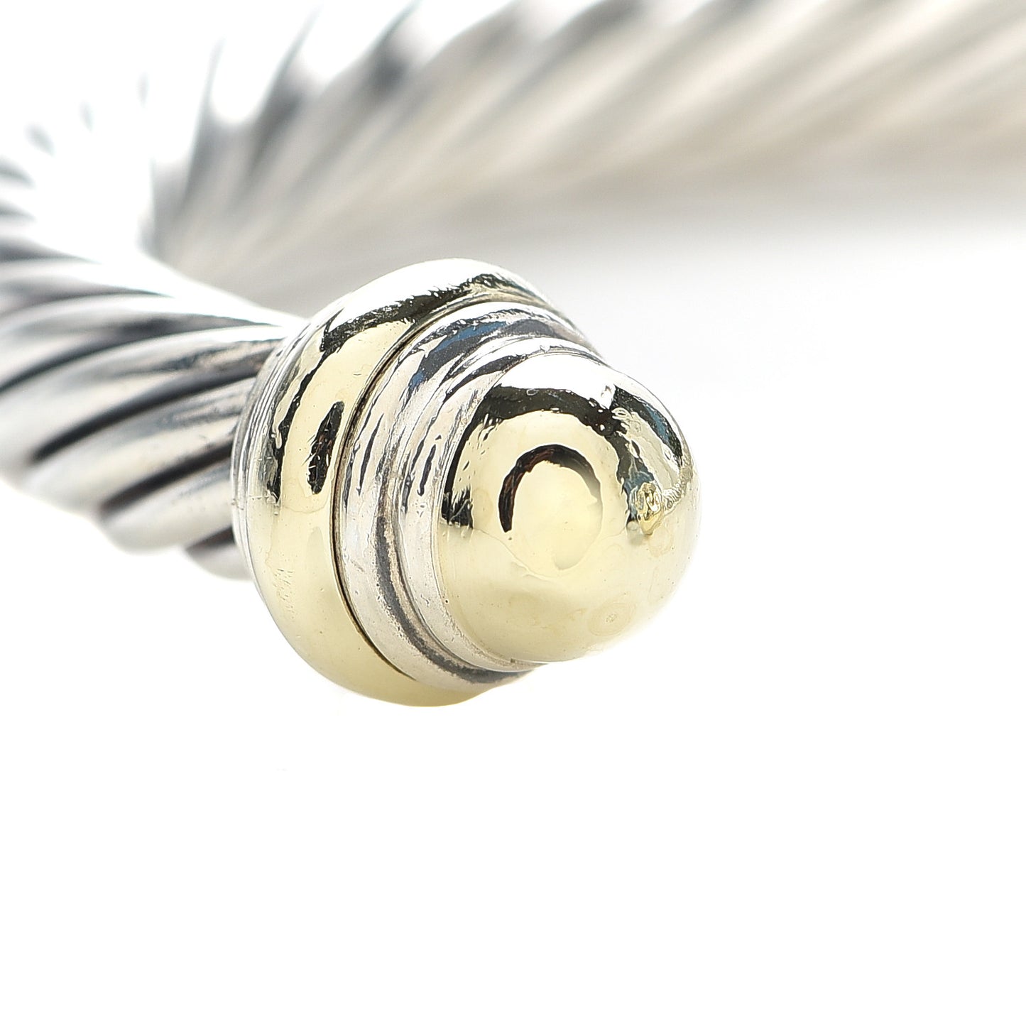 Sterling Silver 14K Yellow Gold 7mm Cable Classics Bracelet