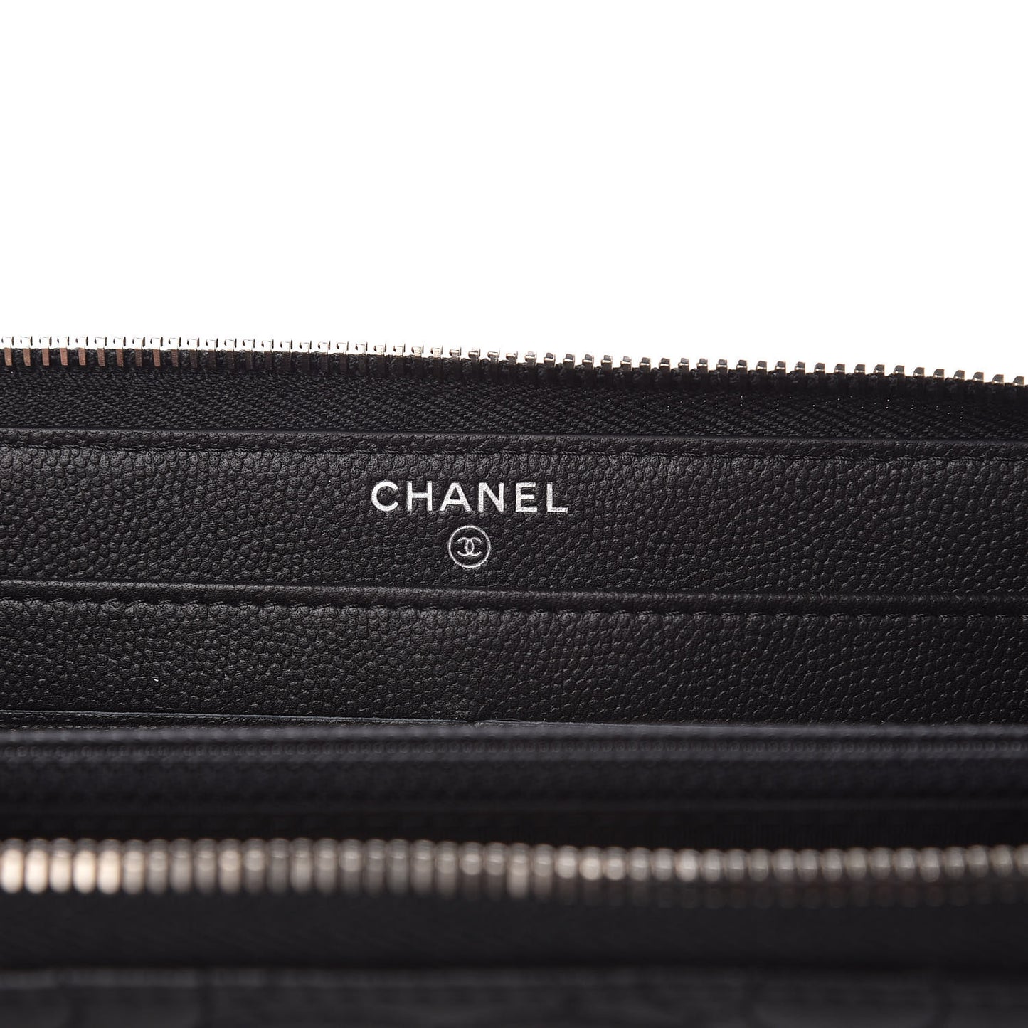 Caviar Camellia Embossed Large Gusset Zip Around Wallet