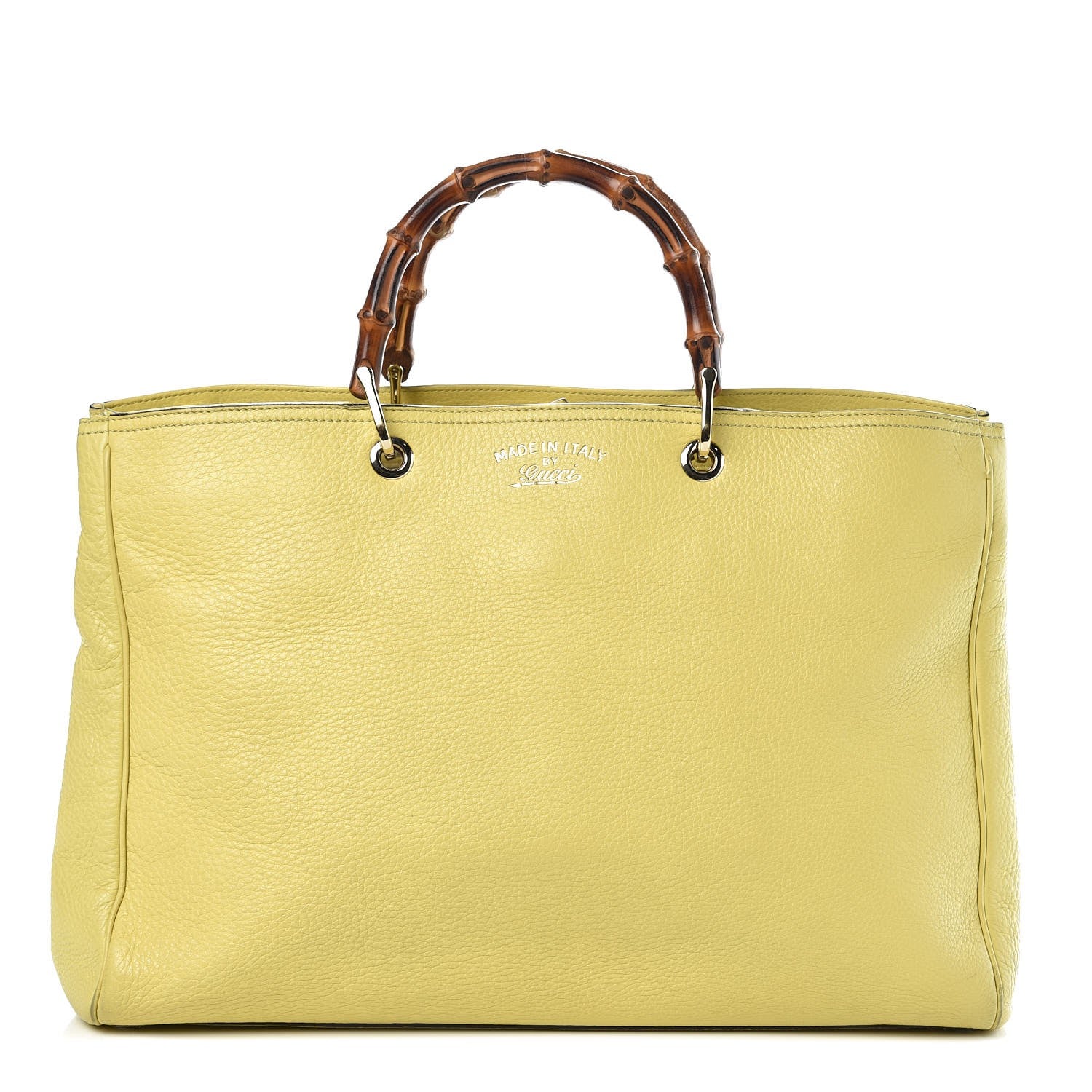 Gucci Calfskin Large Bamboo Shopper Tote Citrus 1 of 15