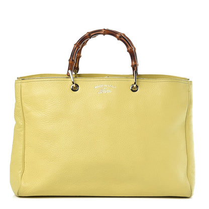 Gucci Calfskin Large Bamboo Shopper Tote Citrus 1 of 15