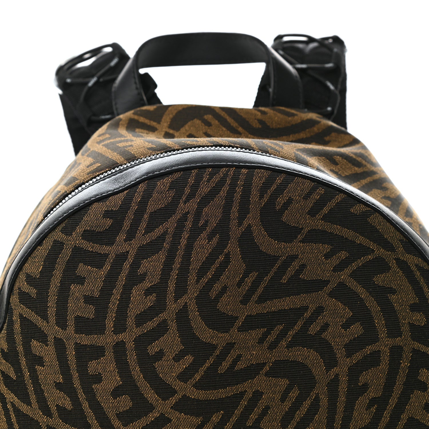 Fendi X SARAH COLEMAN Fabric Jacquard Vitello Grace Light Woven Lanyard FF Vertigo Pouch Pocket Backpack Tobacco Moro Black 8 of 10