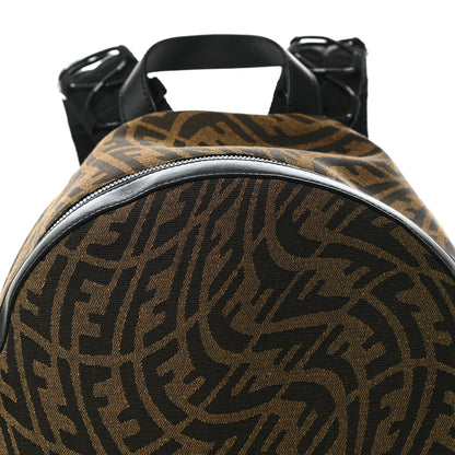 Fendi X SARAH COLEMAN Fabric Jacquard Vitello Grace Light Woven Lanyard FF Vertigo Pouch Pocket Backpack Tobacco Moro Black 8 of 10
