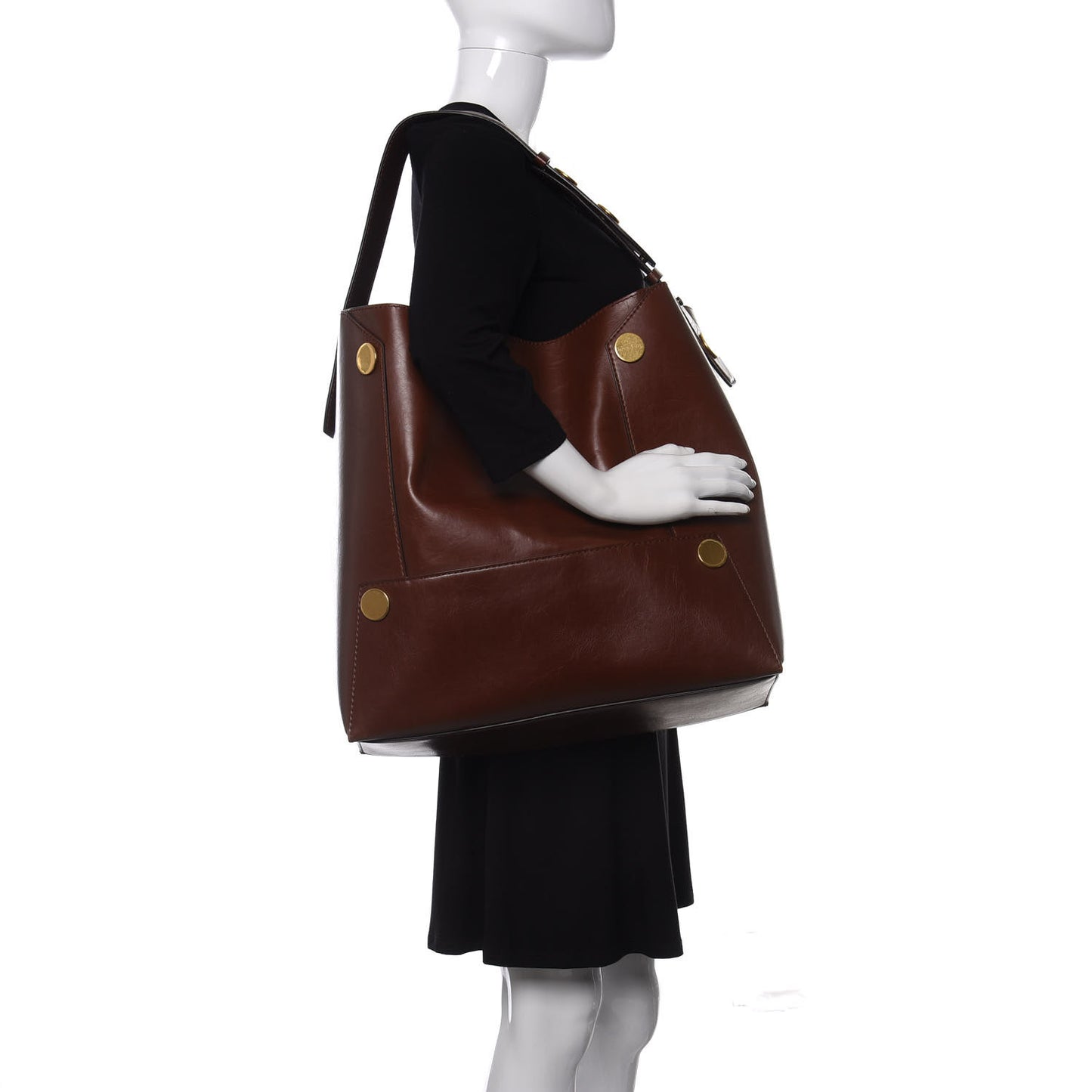 Eco Alter Nappa Studded Large Bucket Bag Cognac