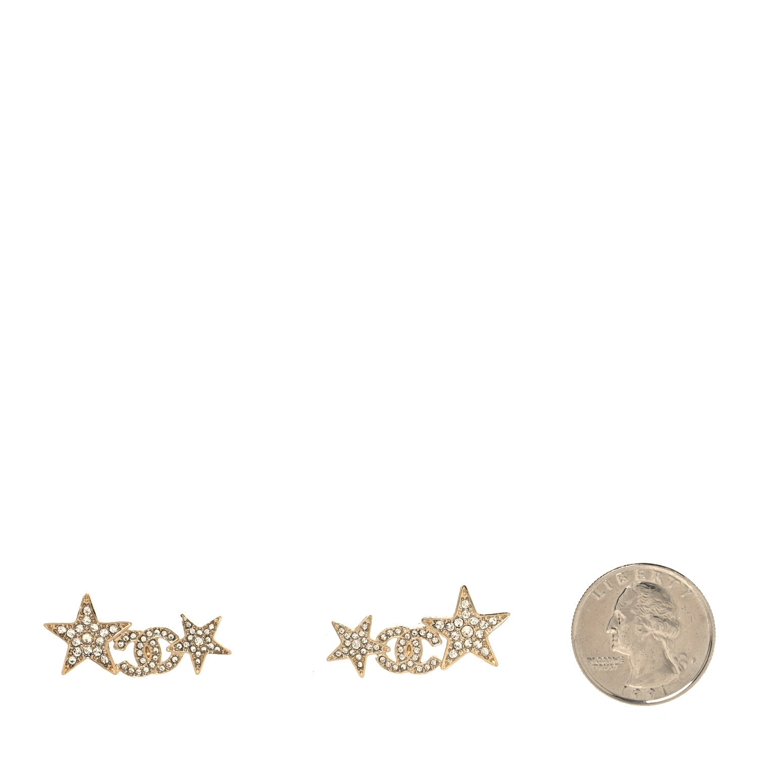 Chanel Crystal Star CC Earrings Gold 2 of 5