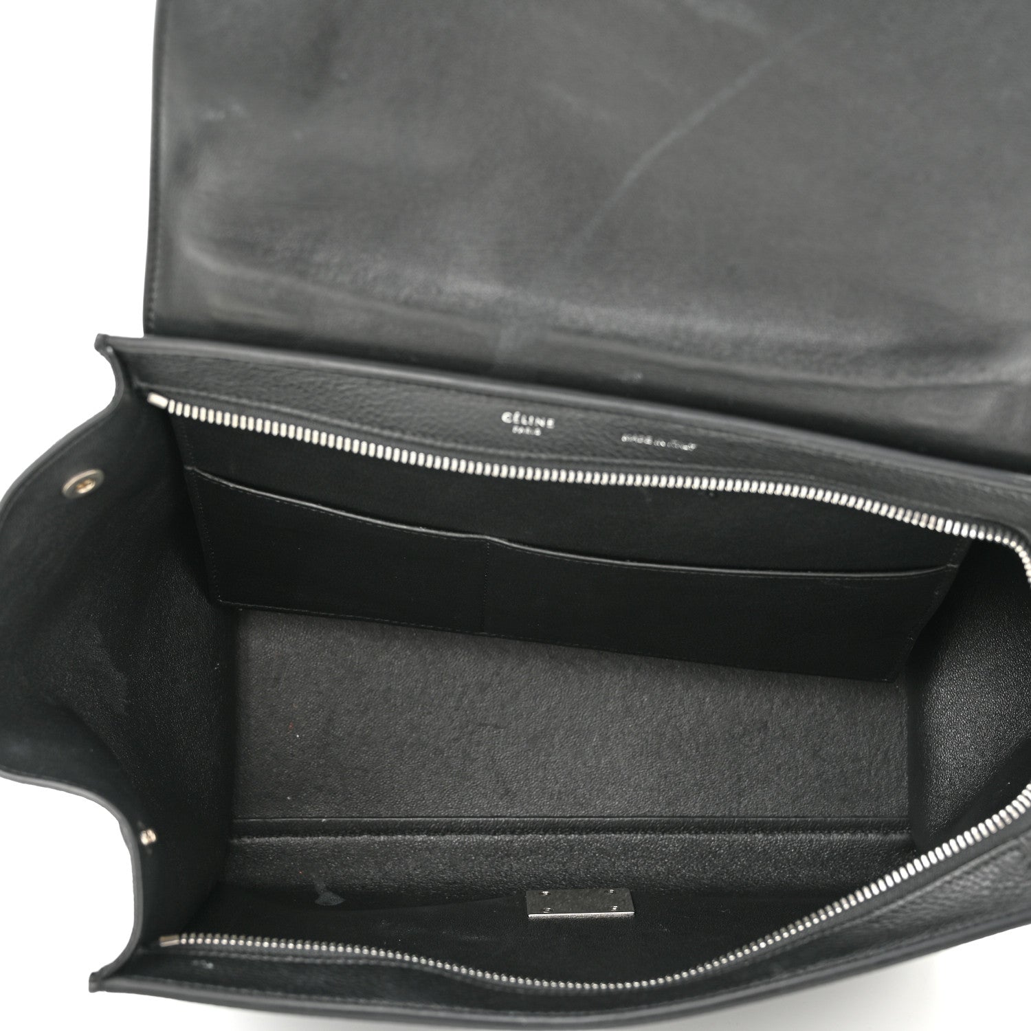 Celine Drummed Calfskin Suede Small Trapeze Black 5 of 14