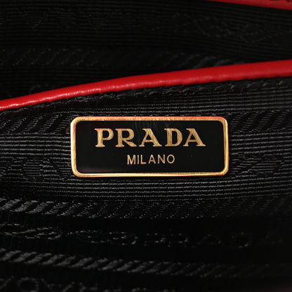 Prada Saffiano Soft Calfskin Metal Triangle Logo Envelope Chain Shoulder Bag Fuoco 6 of 9