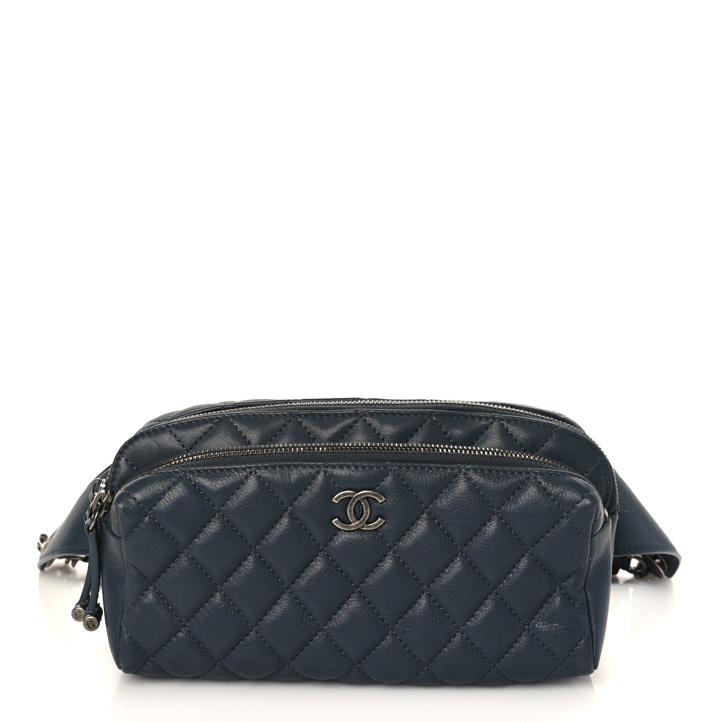 Calfskin Quilted Waist Bag Dark Grey