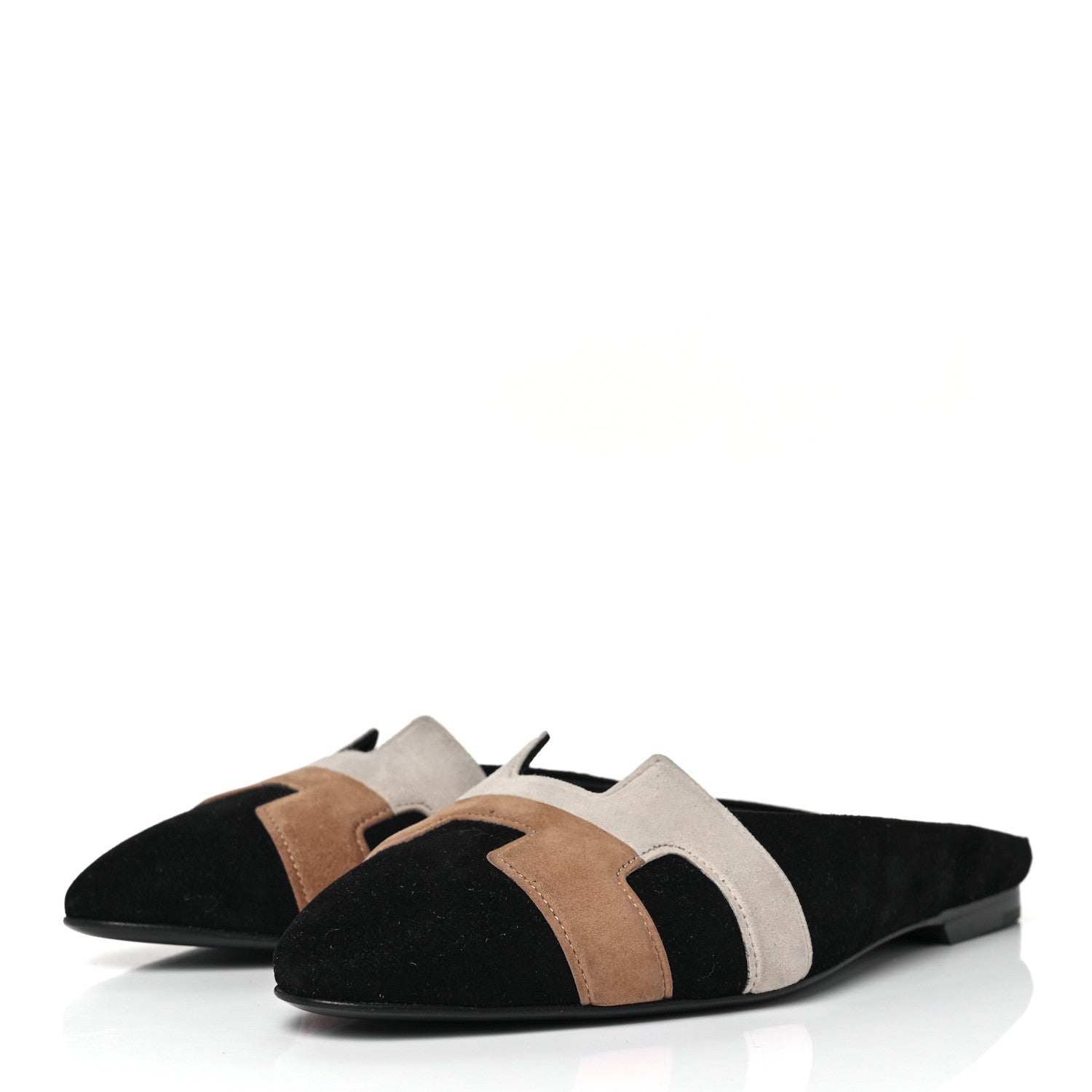 Hermes Velvet Goatskin Womens Roxane Mules 35 Multicolor Black 3 of 9