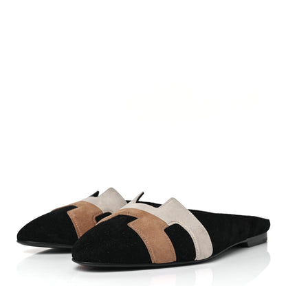 Hermes Velvet Goatskin Womens Roxane Mules 35 Multicolor Black 3 of 9