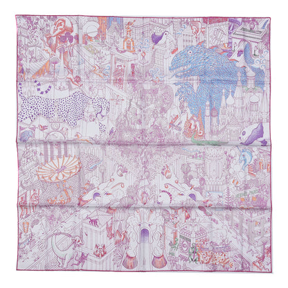 Hermes Silk Animapolis Scarf 90 Blanc Fuchsia Multicolor 1 of 5