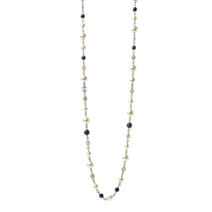 Chanel Baroque Pearl Bead Enamel CC Long Necklace Navy Gold 1 of 5