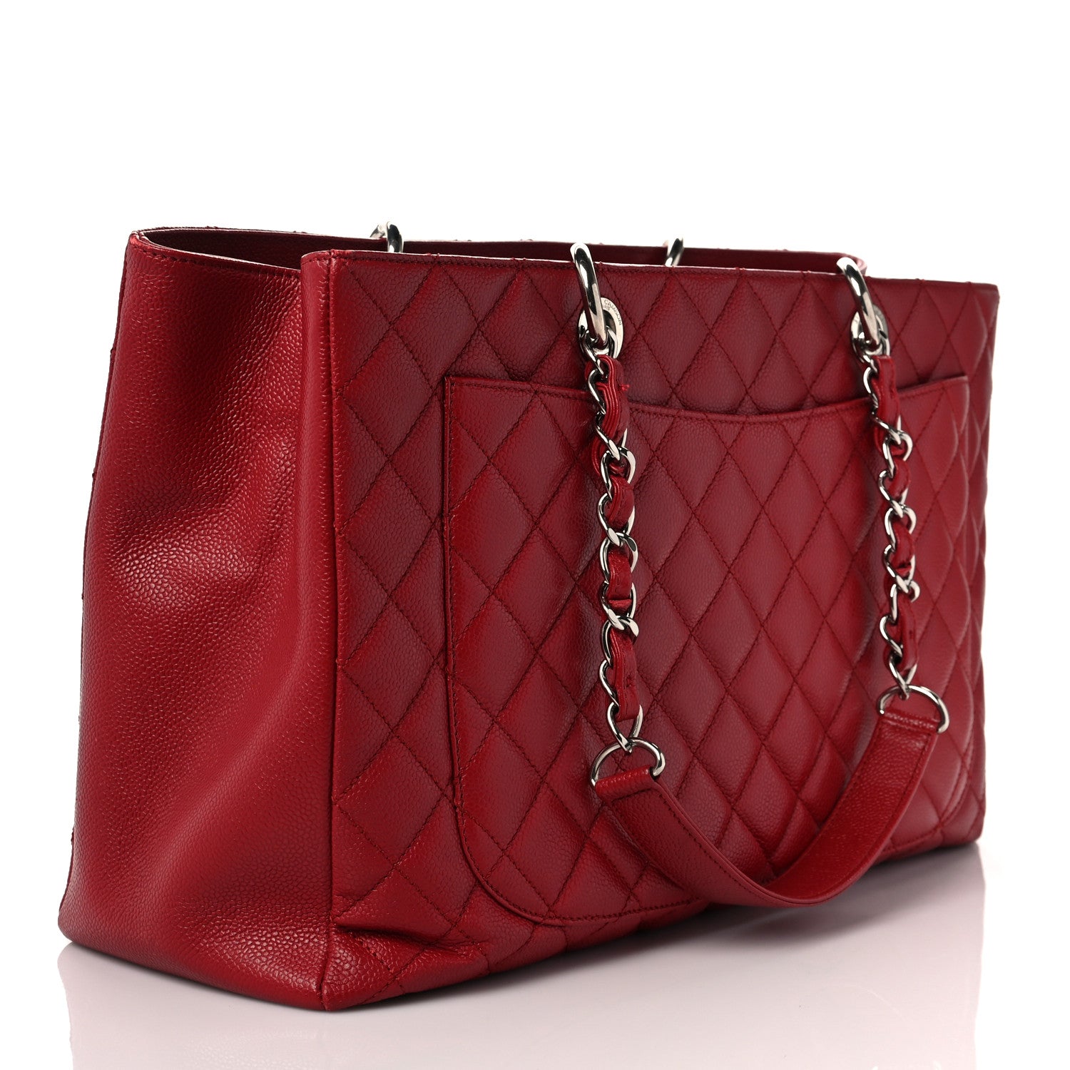 Chanel Caviar Quilted XL Grand Shopping Tote GST Red 3 of 11