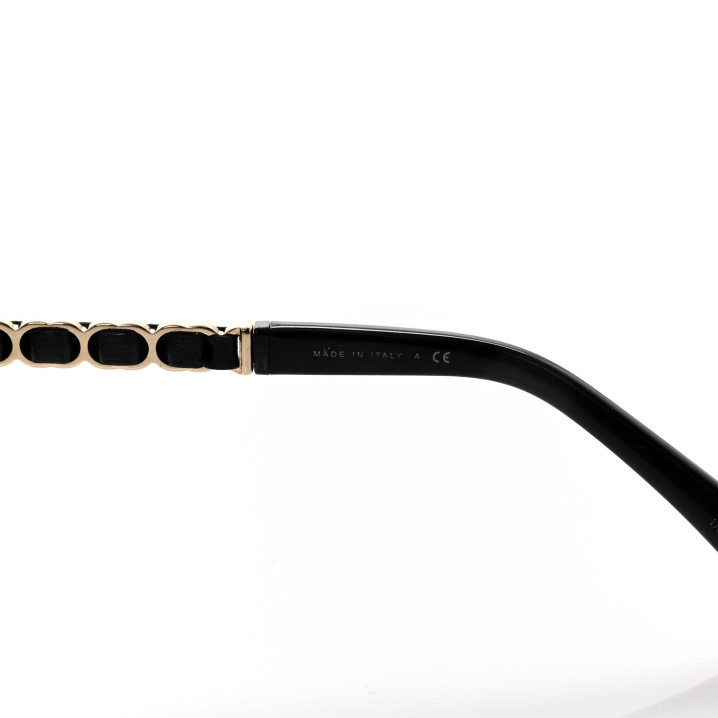 Metal Calfskin Round Chain Sunglasses Black