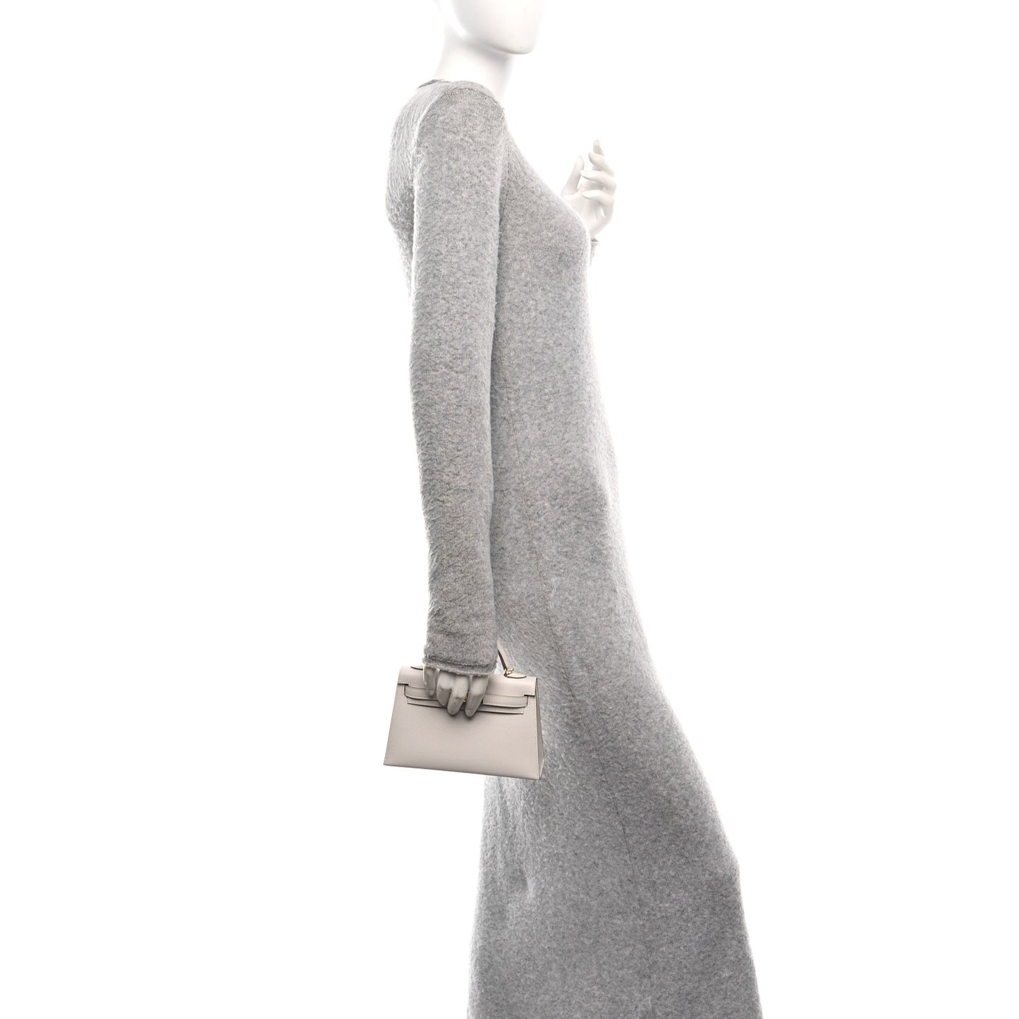Epsom Mini Kelly Sellier 20 Gris Pale