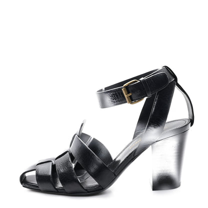 Saint Laurent Calfskin Oak 75 Sandals 35 Black 1 of 10