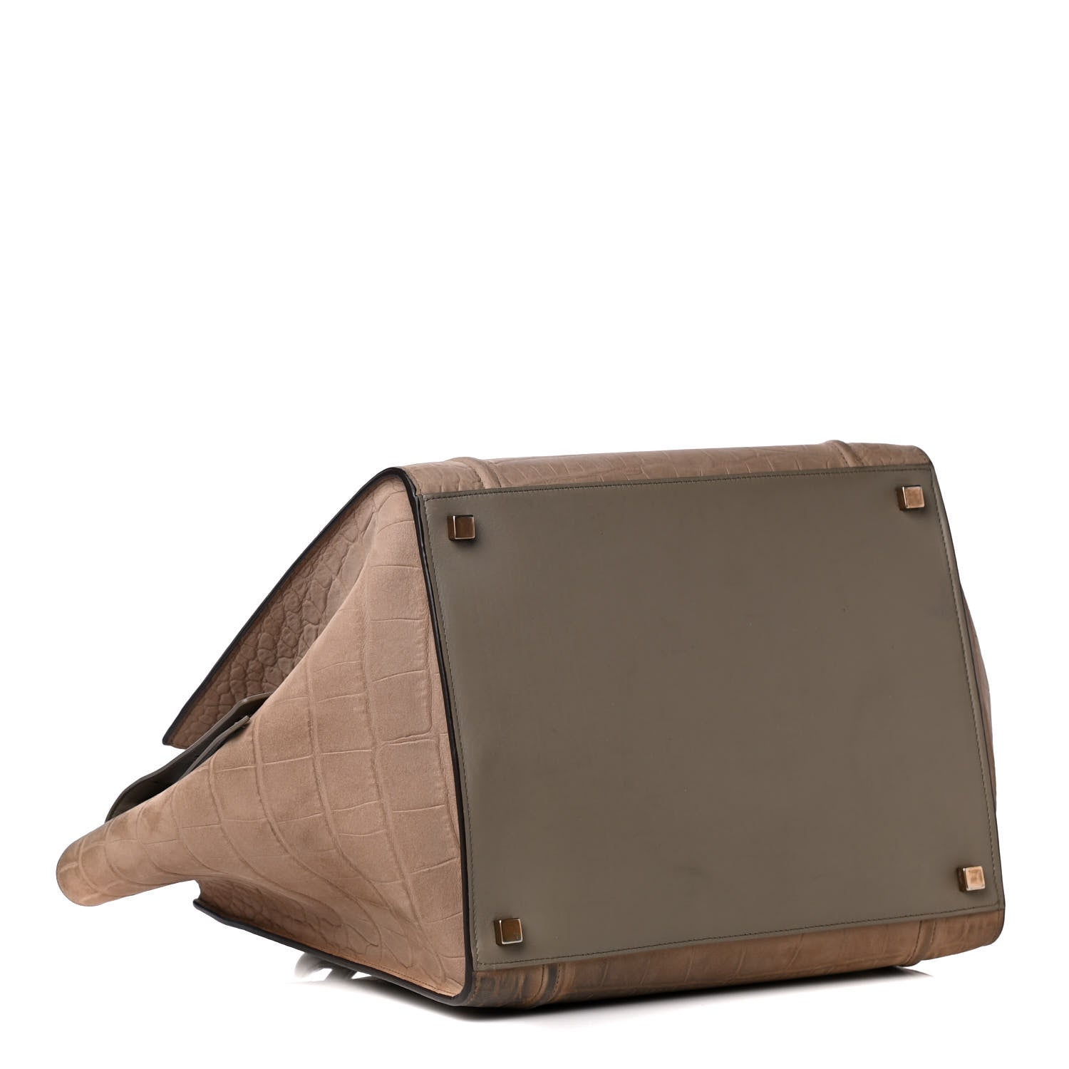 Celine Crocodile Embossed Nubuck Medium Phantom Luggage Beige 3 of 4