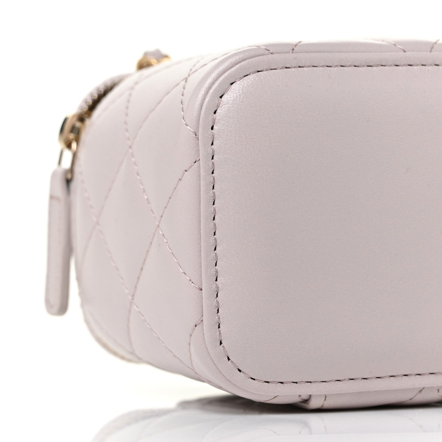 Lambskin Quilted Pearl Crush Mini Vanity Case With Chain Light Purple