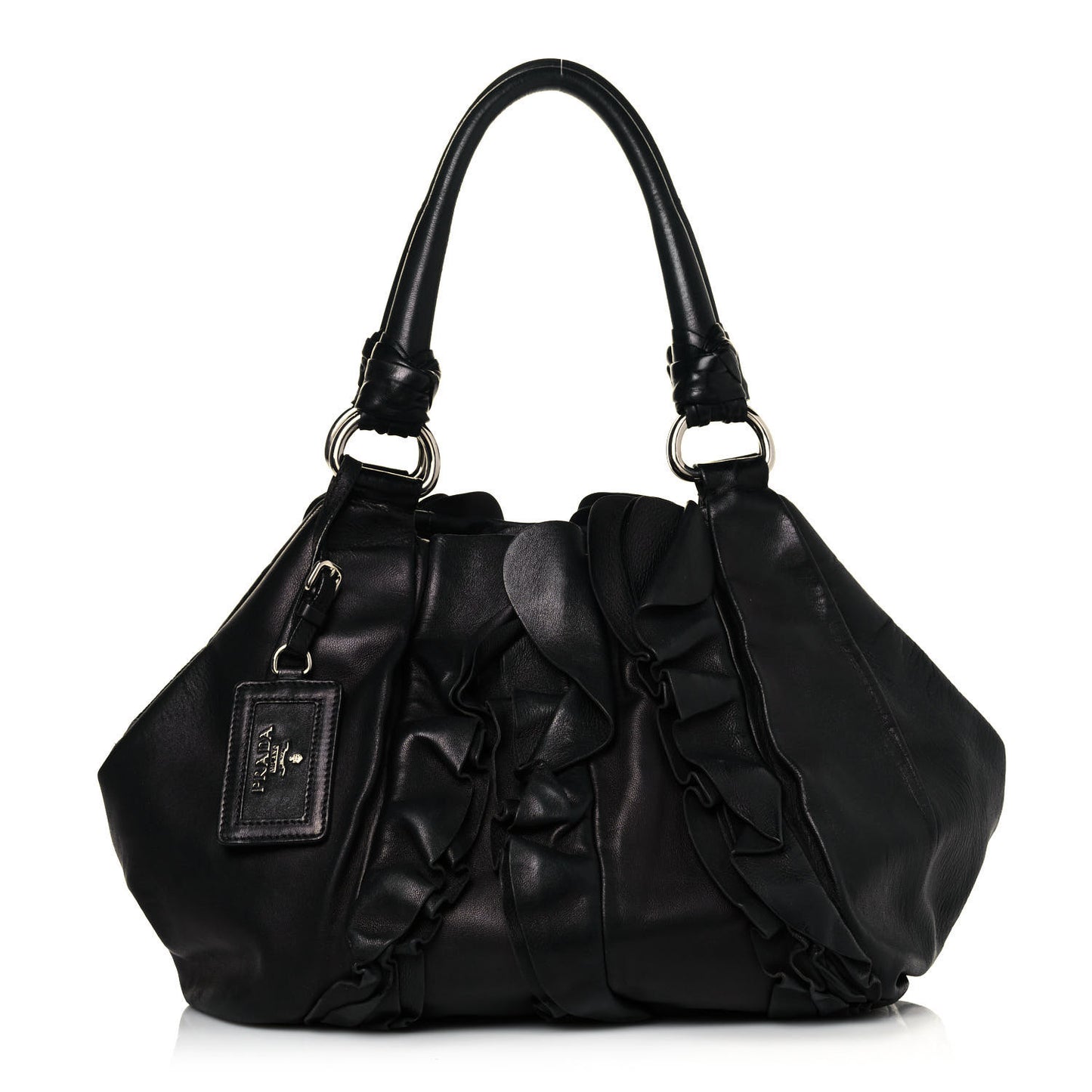 Nappa Ruffle Hobo Black