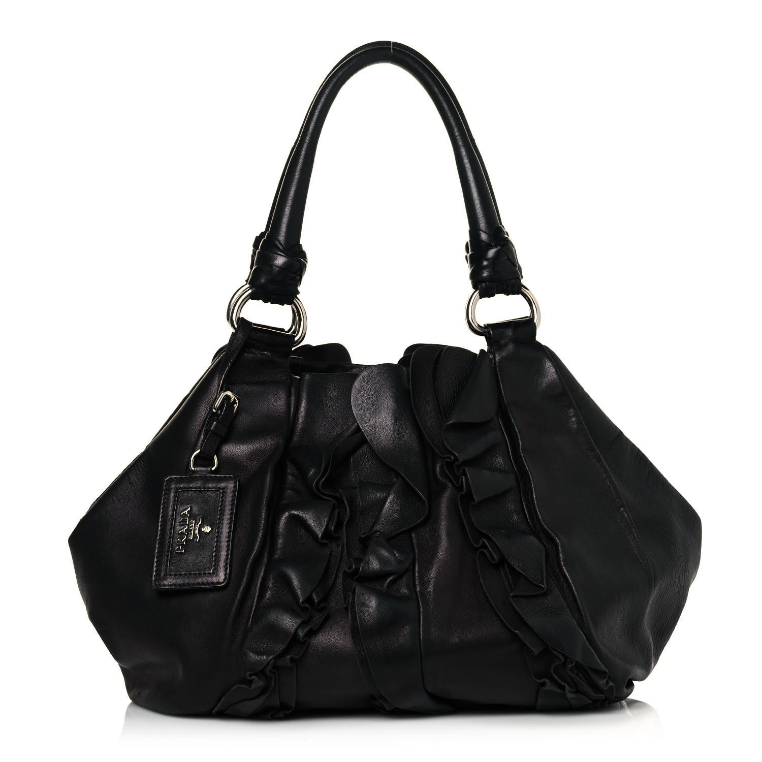 Prada Nappa Ruffle Hobo Black 1 of 15