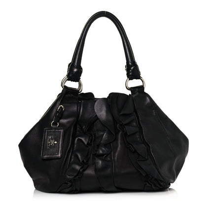 Prada Nappa Ruffle Hobo Black 1 of 15
