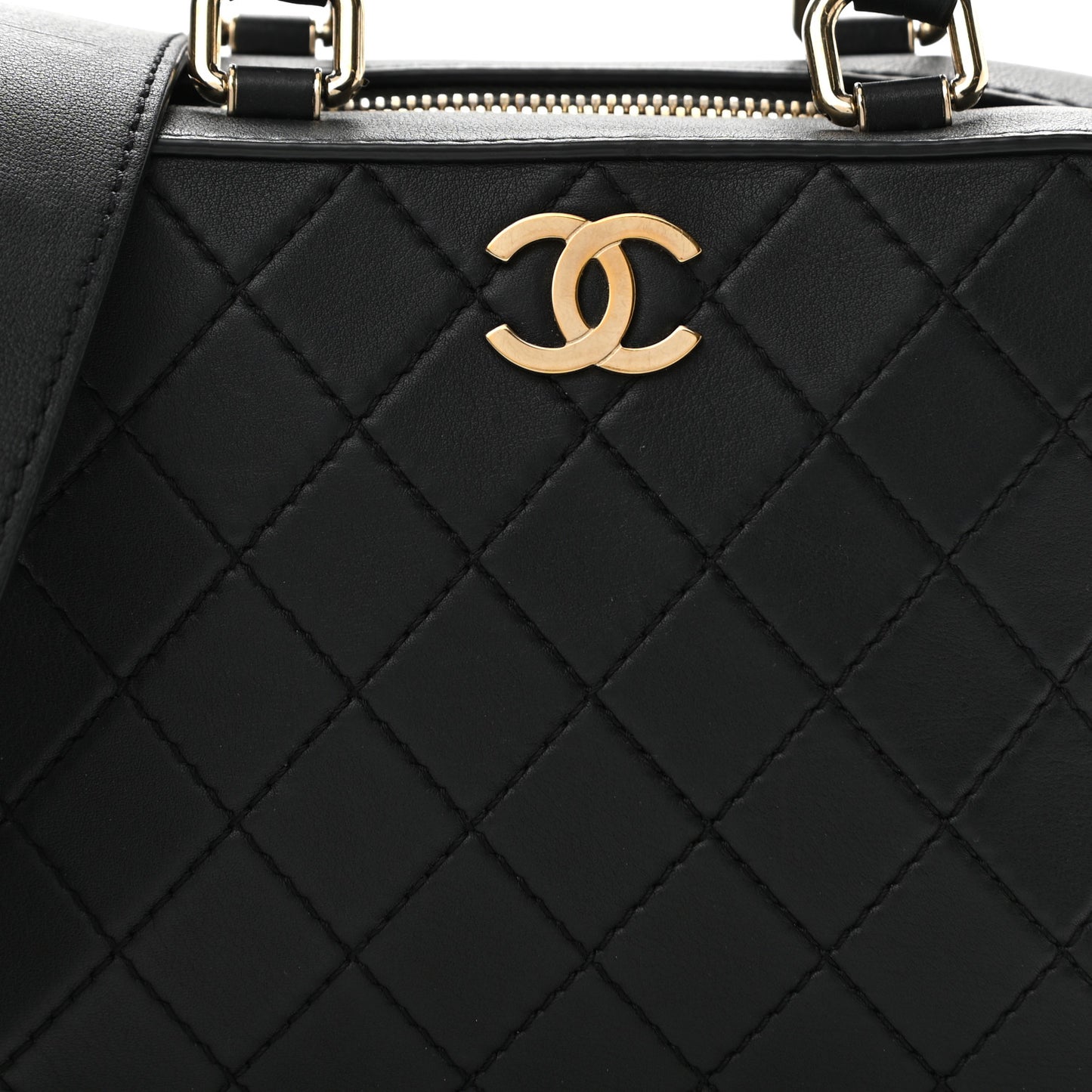 Calfskin Quilted Travel Kit Vanity Case Black
