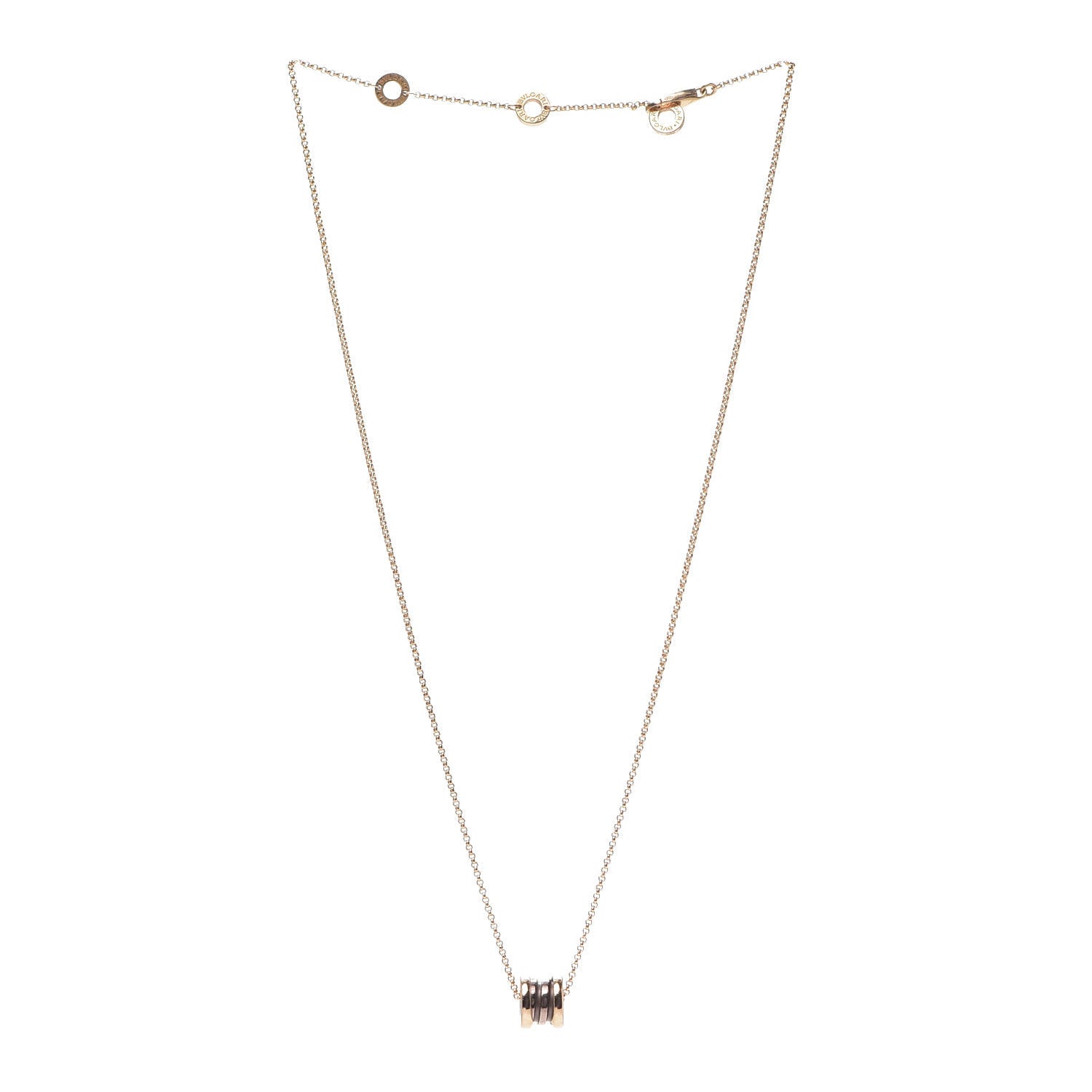 Bulgari 18K Rose Gold Cermet Small B.Zero1 Pendant Necklace 3 of 8