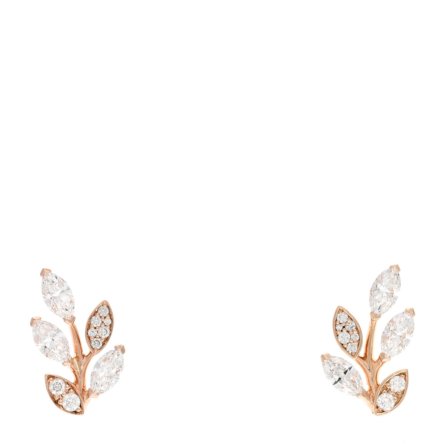 Tiffany 18K Rose Gold Diamond Small Victoria Vine Earrings 1 of 4