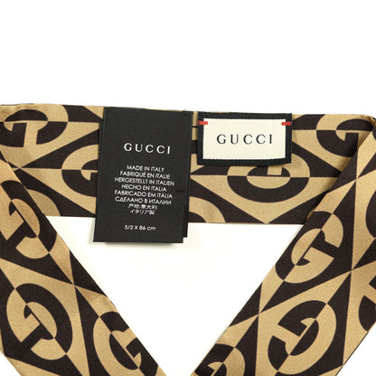 Gucci Silk G Rhombus Neck Bow Scarf Beige Brown 2 of 4