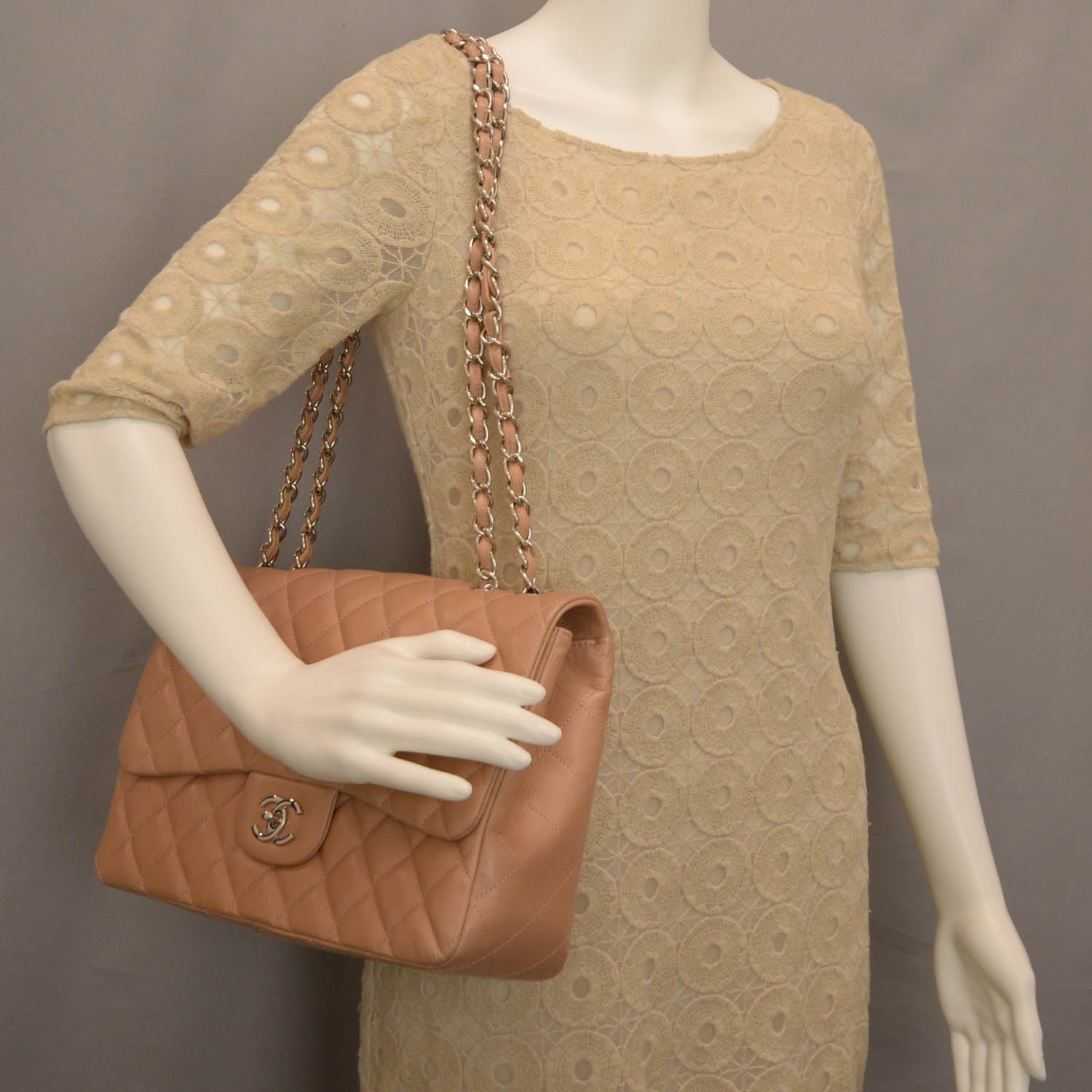 Chanel Lambskin Jumbo Single Flap Beige 2 of 10