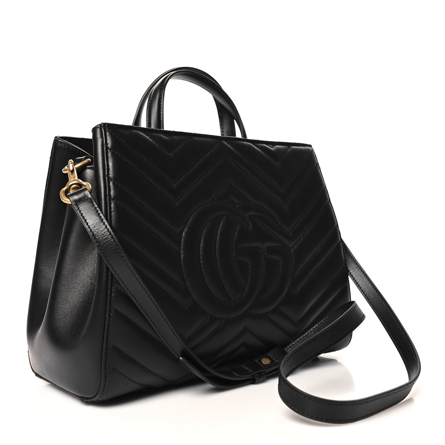 Gucci Calfskin Matelasse Small GG Marmont Tote Black 3 of 11