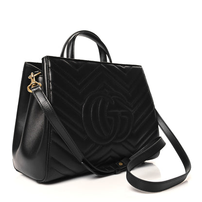 Gucci Calfskin Matelasse Small GG Marmont Tote Black 3 of 11
